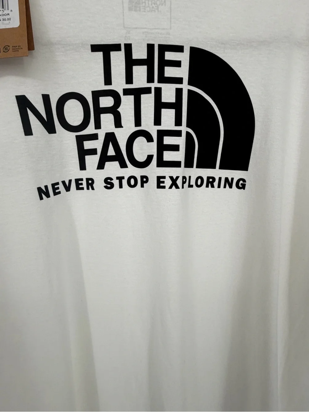 The North Face Men’s White Crew Neck Tee with Black Logo